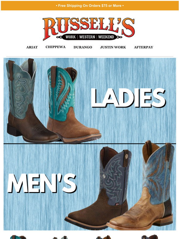 Russell's Western Wear Cure the Monday BLUES Milled