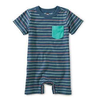 Pop Pocket Shortie Baby Romper - Indian Teal