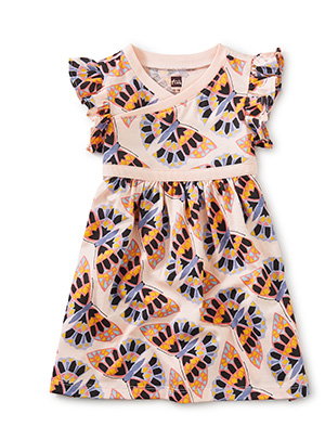 Wrap Neck Baby Dress - Butterfly Kaleidoscope-Pink