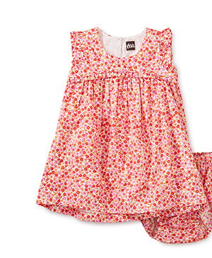 Empire Flutter Baby Dress Set - Wildflowers in Scarlet