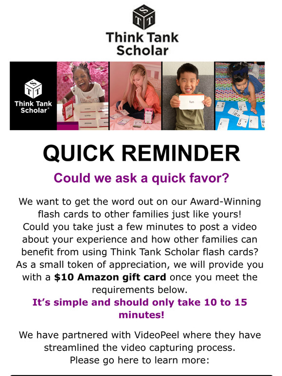 DON'T MISS OUT: Flash Cards Video Review ($10 Gift Card)
