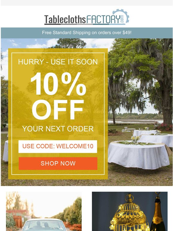 Nice coupon for tableclothsfactory Tableclothsfactory Email Newsletters Shop Sales Discounts And Coupon Codes