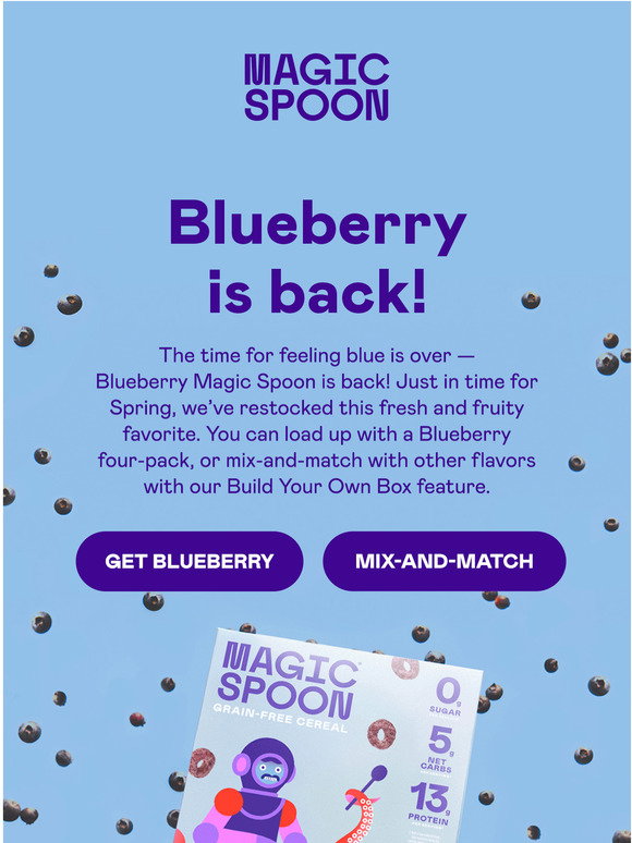 Blueberry Magic Magic Spoon: Blueberry is back in stock | Milled