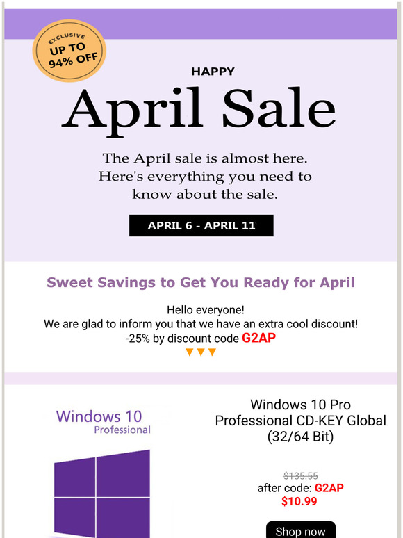 Look what we found: Up To 94% Off On Happy April Sale!