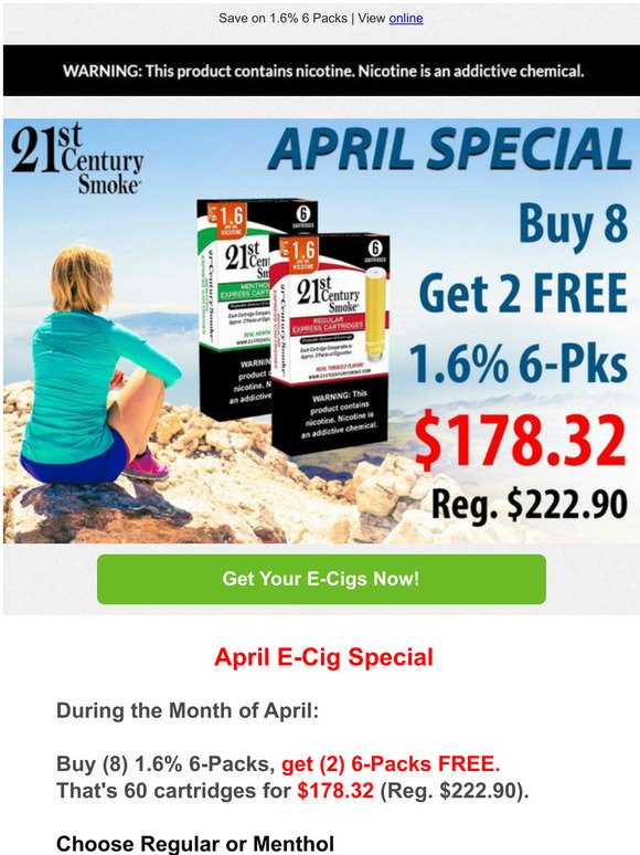 April Special Buy 8 Get 2 Free 1.6% 6-Packs