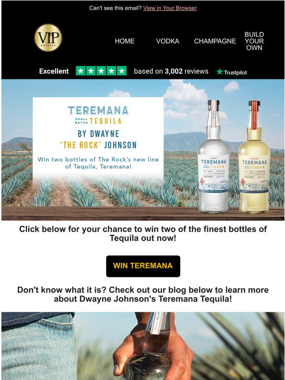 Vip Bottles Win Teremana Tequila Milled