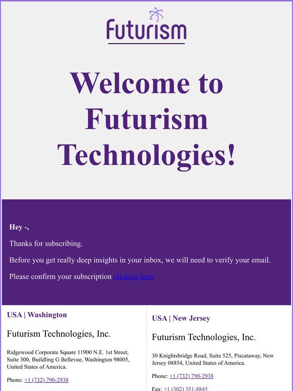 Futurism Technologies - confirm your subscription