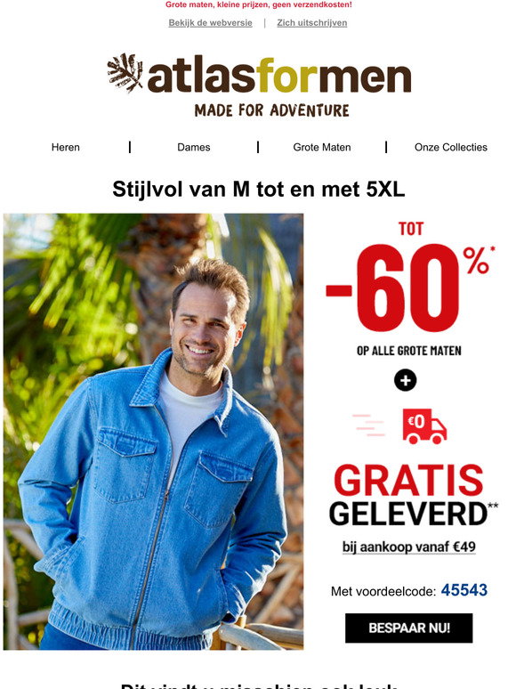 atlas for men NL: Attentie! Geniet met grote maten | Milled