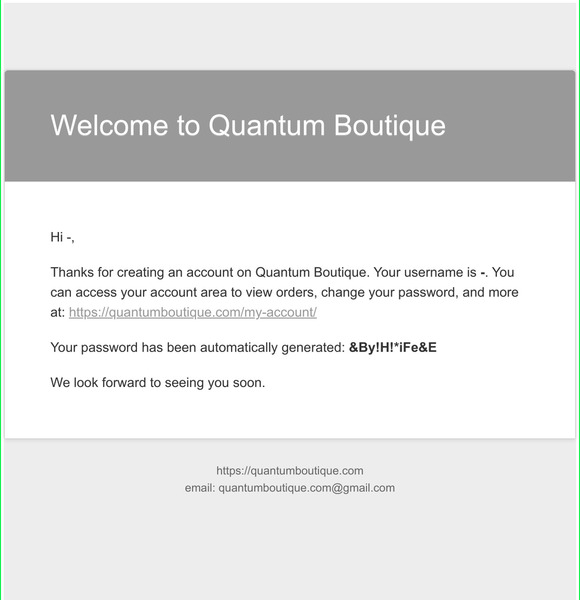 Your account on Quantum Boutique