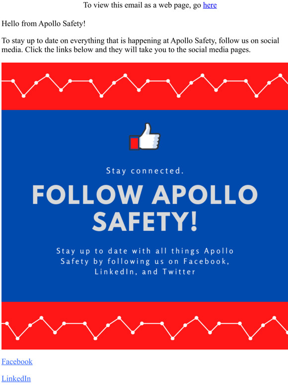 Apollo Safety - Follow Us on Social Media! 