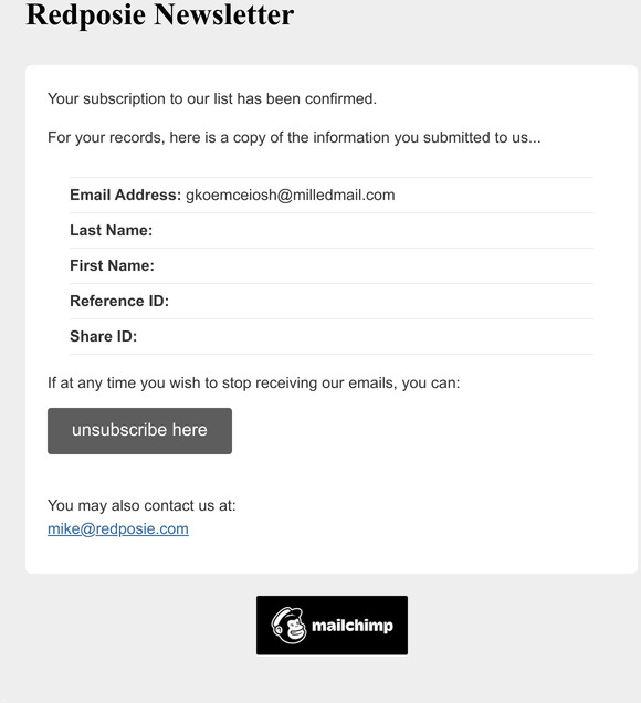 Redposie: Subscription Confirmed