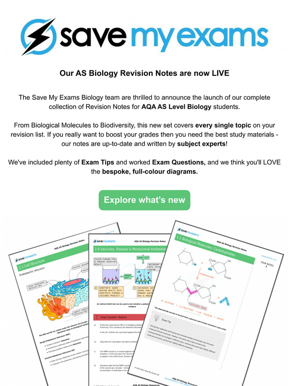 Save My Exams: NEW: AS Level Biology Revision Notes | Milled