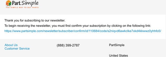Newsletter subscription confirmation