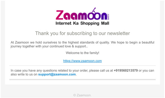 Thank you for newsletter subscription