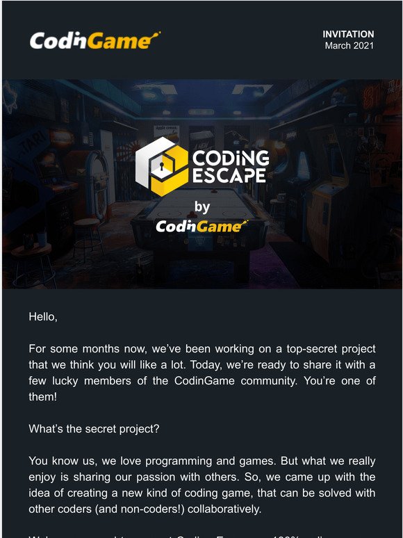 Coding Escape: a new collaborative game for coders and non-coders