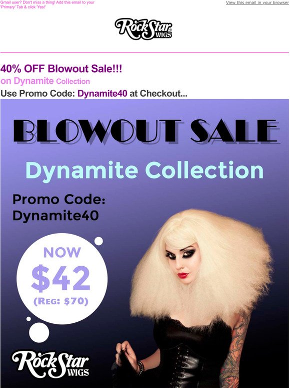 Rockstar Wigs - Blowout Sale EXTENDED Dynamite Collection -40% OFF!!