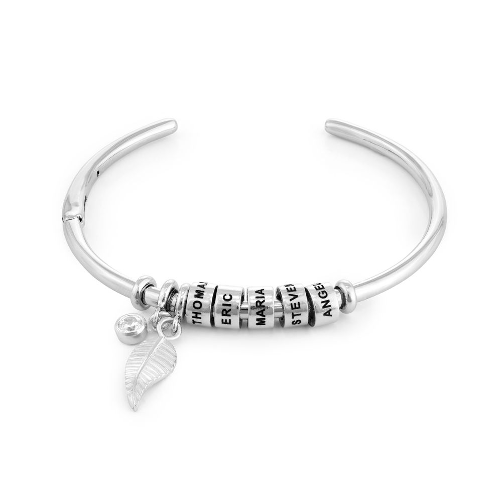 Gegraveerde Cirkel Hanger Linda™ Armband met Blad en Persoonlijke