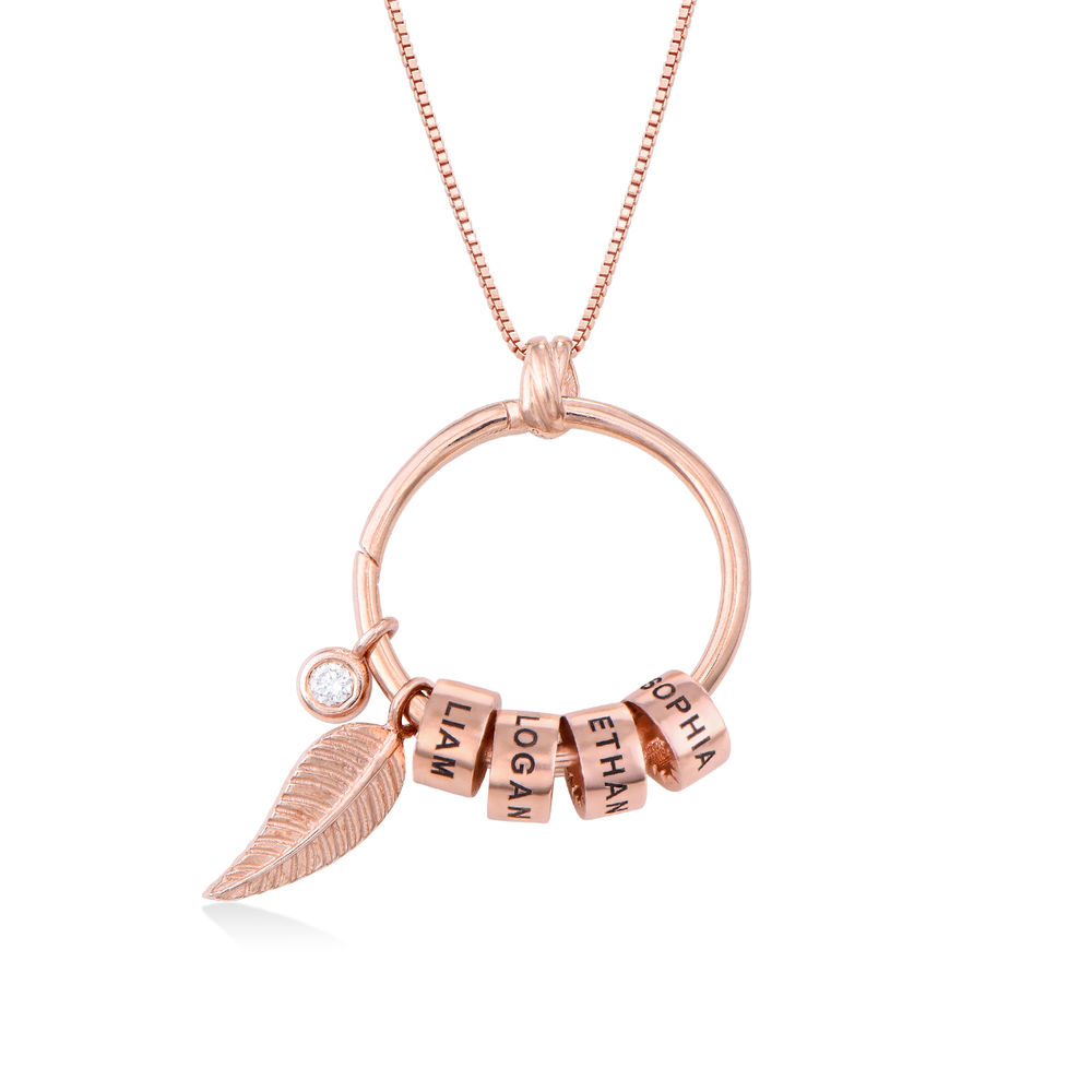Gegraveerde Cirkel Hanger Linda ™ Ketting met blad en persoonlijke