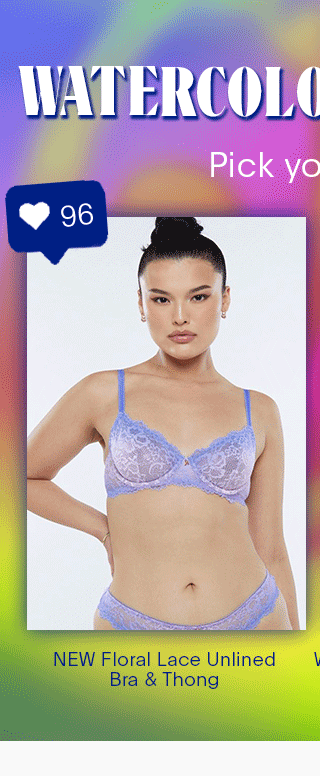 Watercolor Tie Dye Half Cup Bra with Lace
