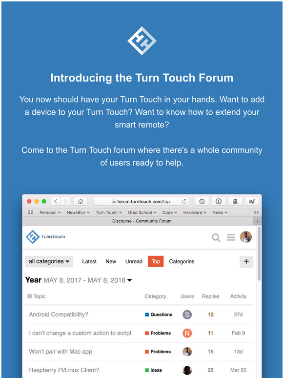 The Turn Touch Forum is the place to be