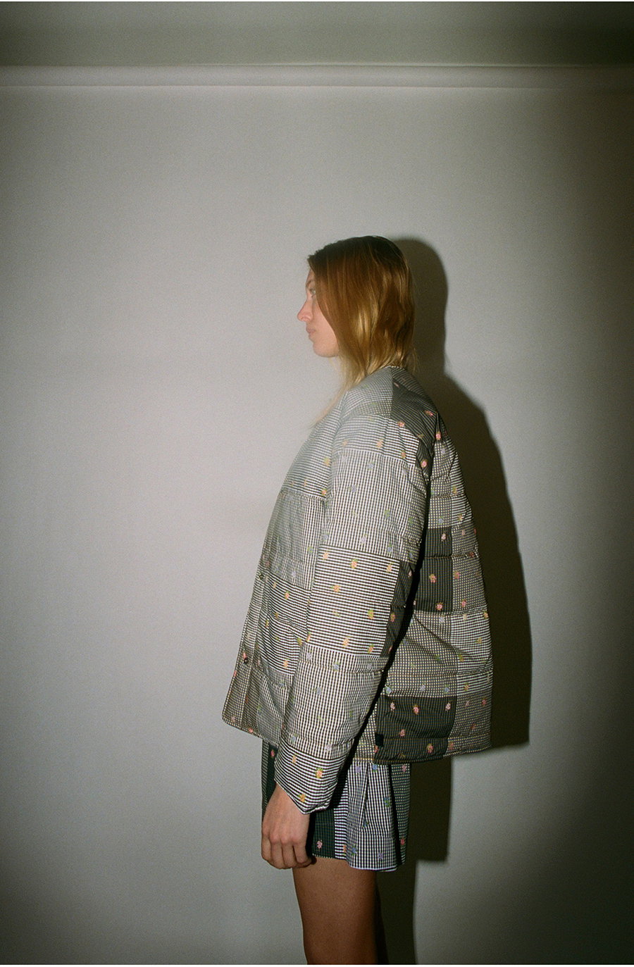 No.6 Glenn Quilted Jacket in Patchwork Gingham and Grass Blurry Plaid