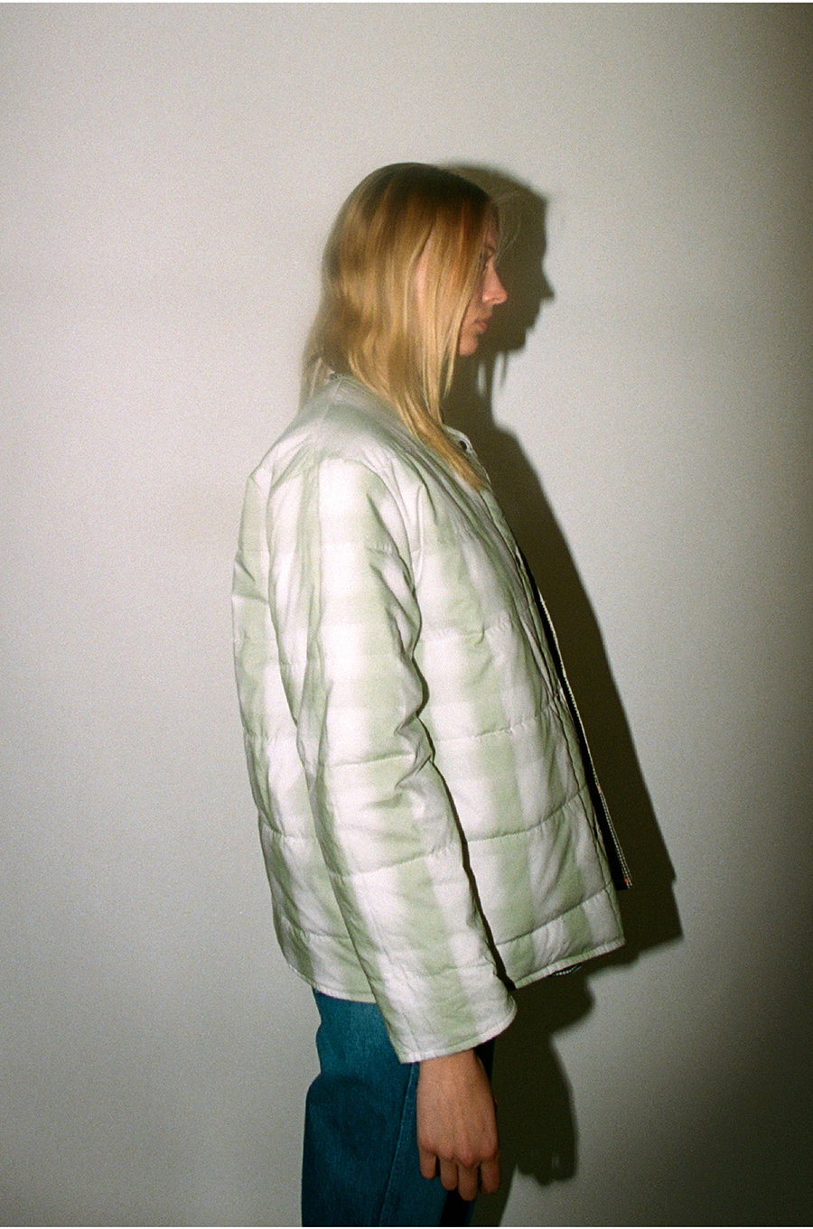 No.6 Glenn Quilted Jacket in Patchwork Gingham and Grass Blurry Plaid