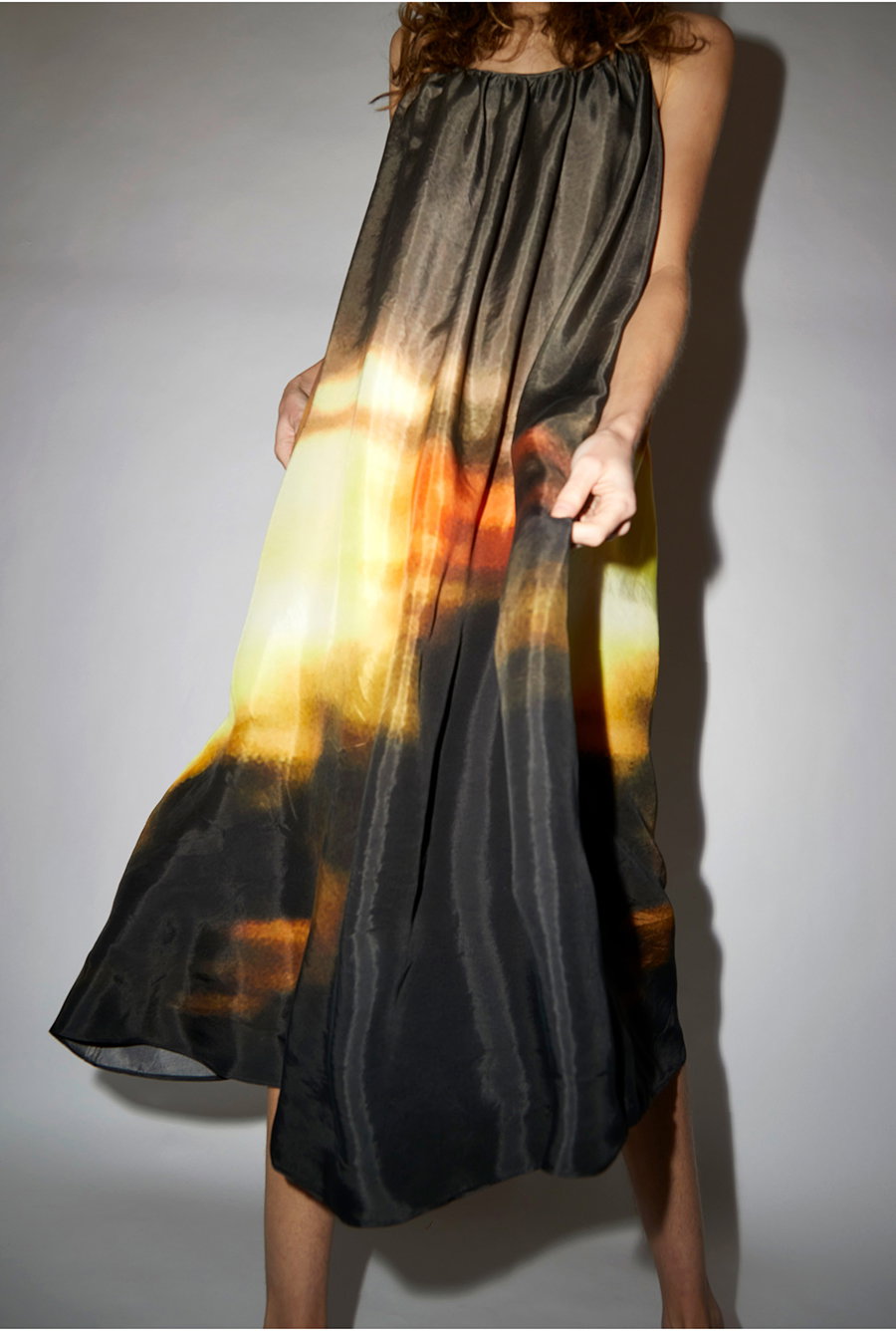 No.6 Ruby Dress in Yellow and Grey Sunset