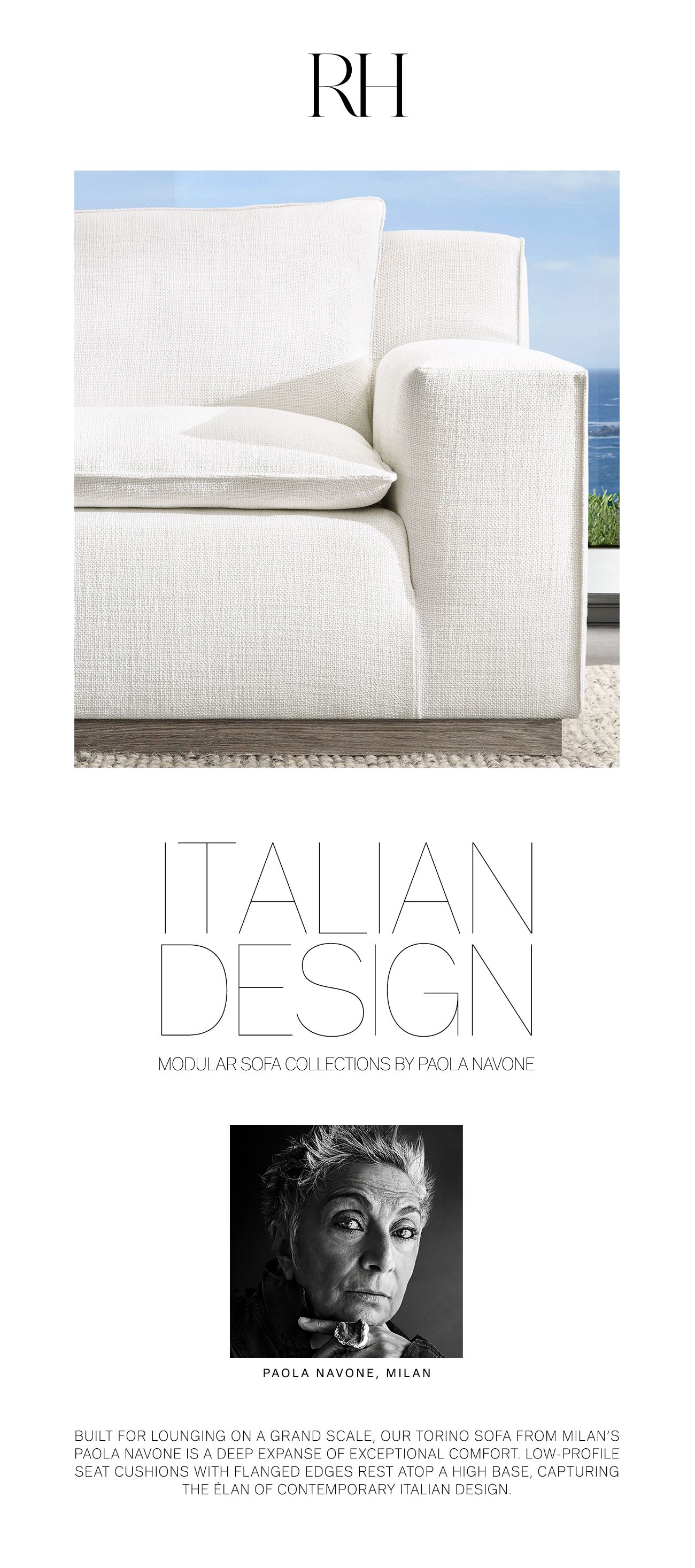 RH. Modular Sofa Collections by Paola Navone.