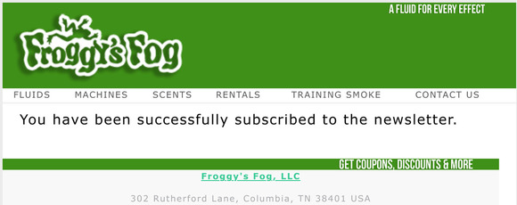 Newsletter subscription success