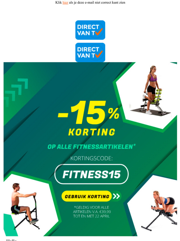  KORTINGSCODE  -15% op alle FITNESSPRODUCTEN