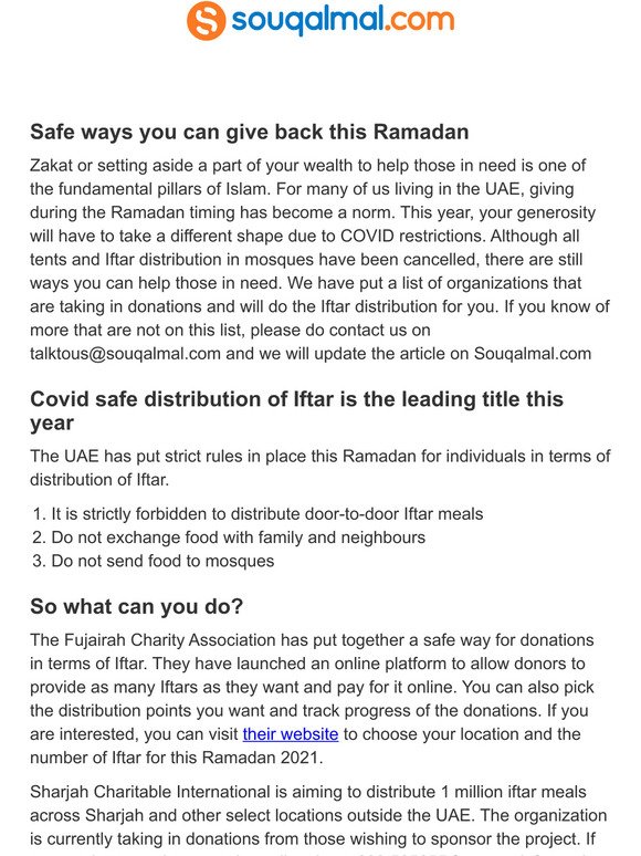 Distribute Iftar safely this Ramadan - your options.