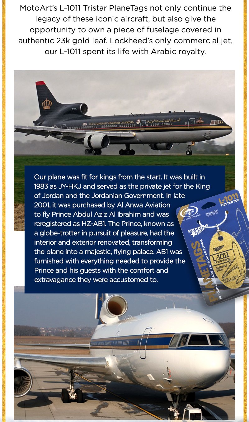 Plane Tags: A Golden Release - The L-1011 Tristar 500 PlaneTags Are Live! |  Milled