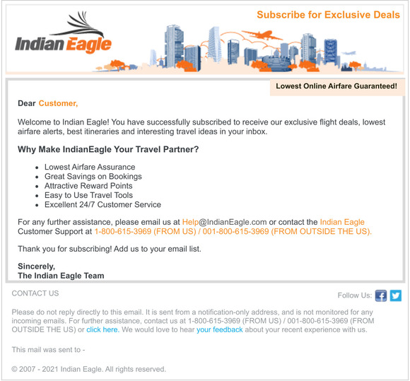 Welcome to Indian Eagle Emails!