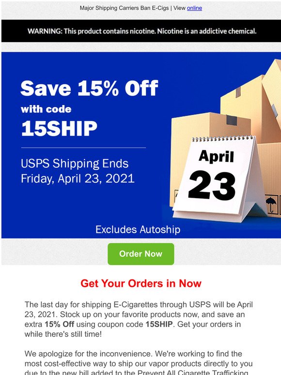 15% Off Coupon Inside + USPS Shipping Deadline
