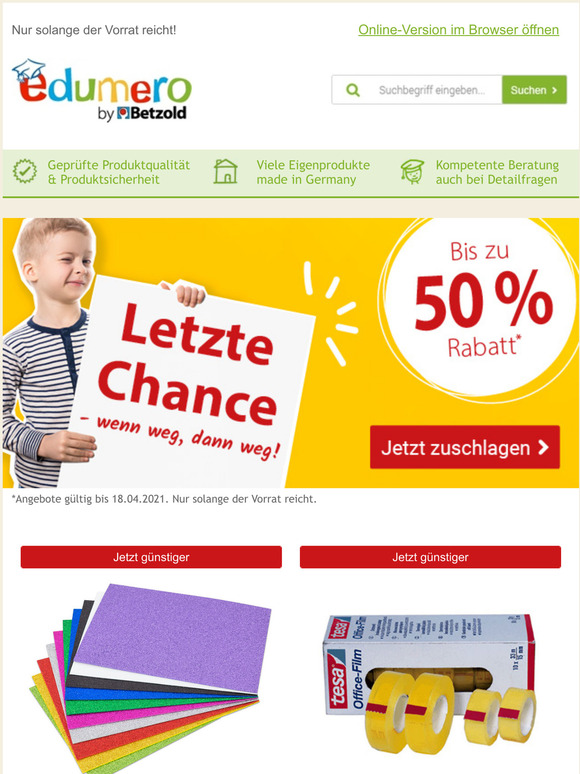  Bis zu 50 % Rabatt: Nur noch bis Sonntag