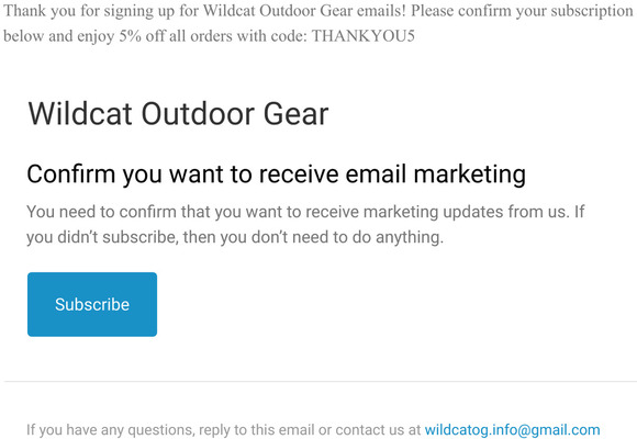 Confirm you want to receive email marketing