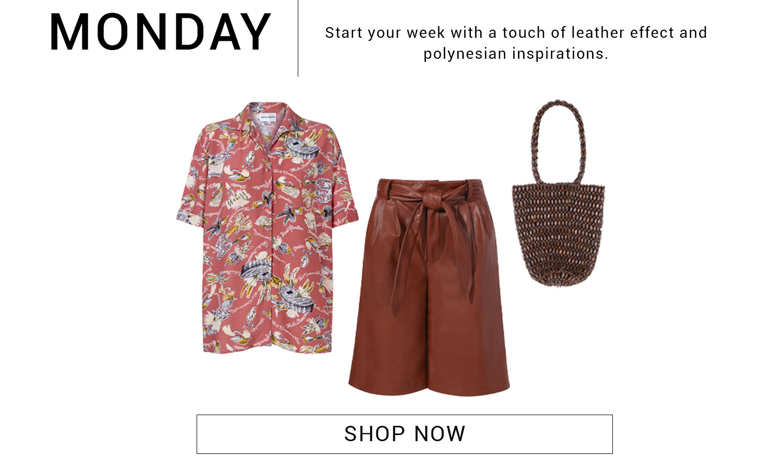 HILO BLOUSE RED MERYL SHORT PAULETTE CABAS BROWN ANTIK BATIK