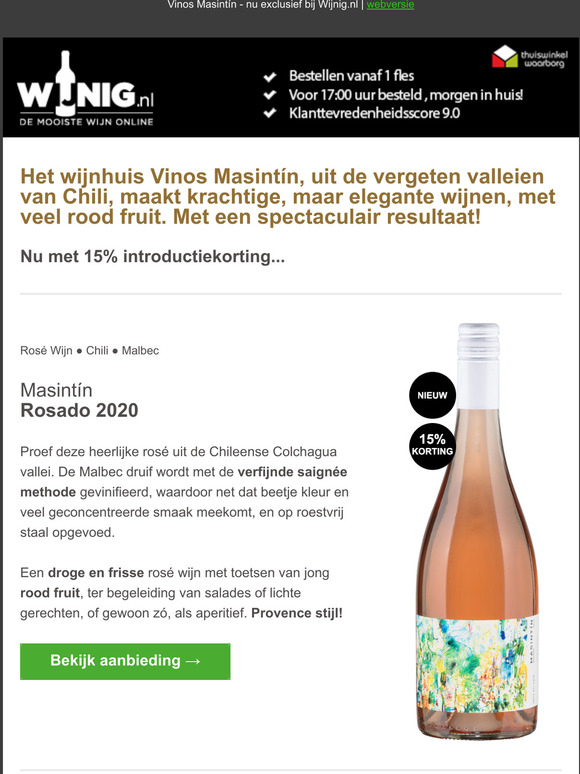 Spectaculaire Provence stijl ros wijn van het Chileense wijnhuis Vinos Masintn