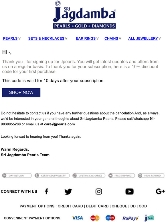 Subscription Received to our product