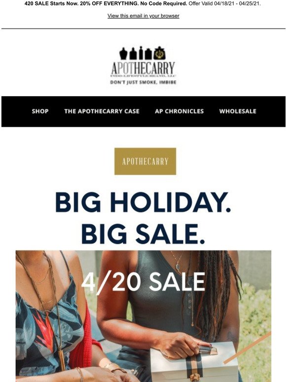 Apothecarry 420 Sale Is On. 20% off site wide.