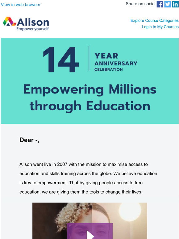 Mike Feerick Alison: A Thank You Message from Alison Founder and CEO, Mike Feerick ...