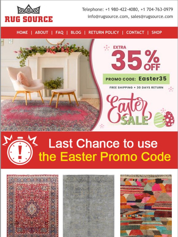 ENDING TONIGHT! Biggest Sale of the year is ending in 4 hours, Extra 35% OFF using code Easter35, Free Shipping and 30 Days Return