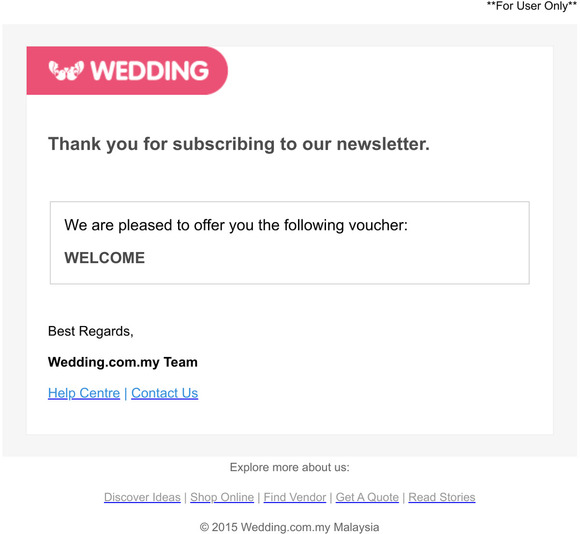 [Wedding Shop] Newsletter voucher