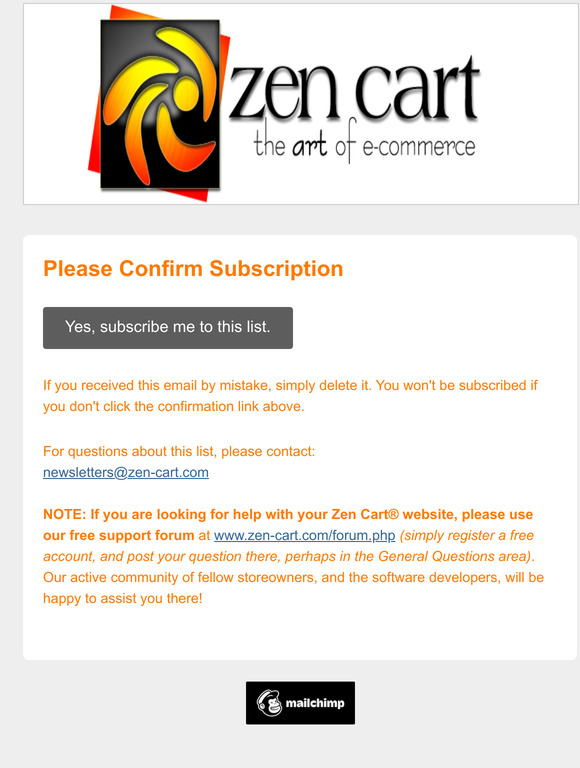 Zen Cart Tips and Tricks: Please Confirm Subscription