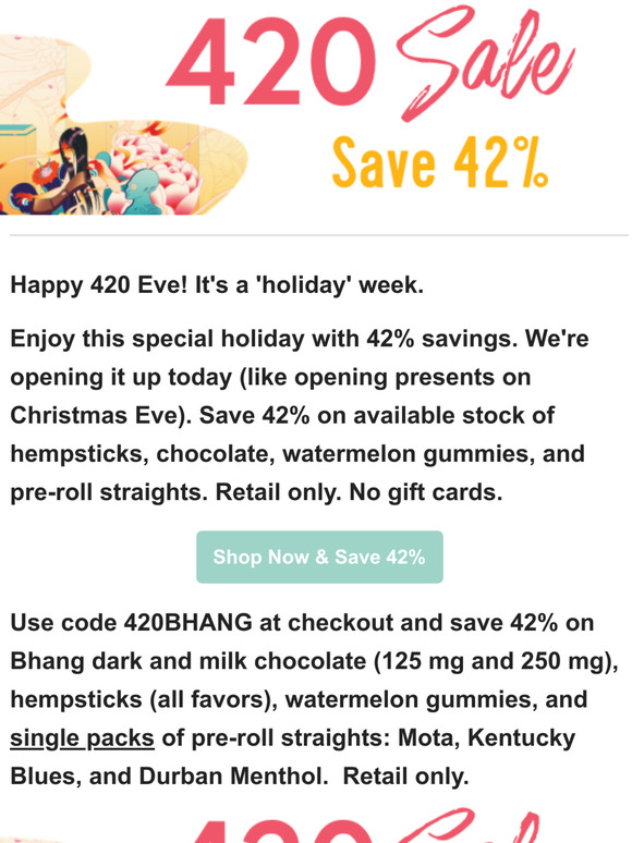 It's 420 eve - Start saving today!