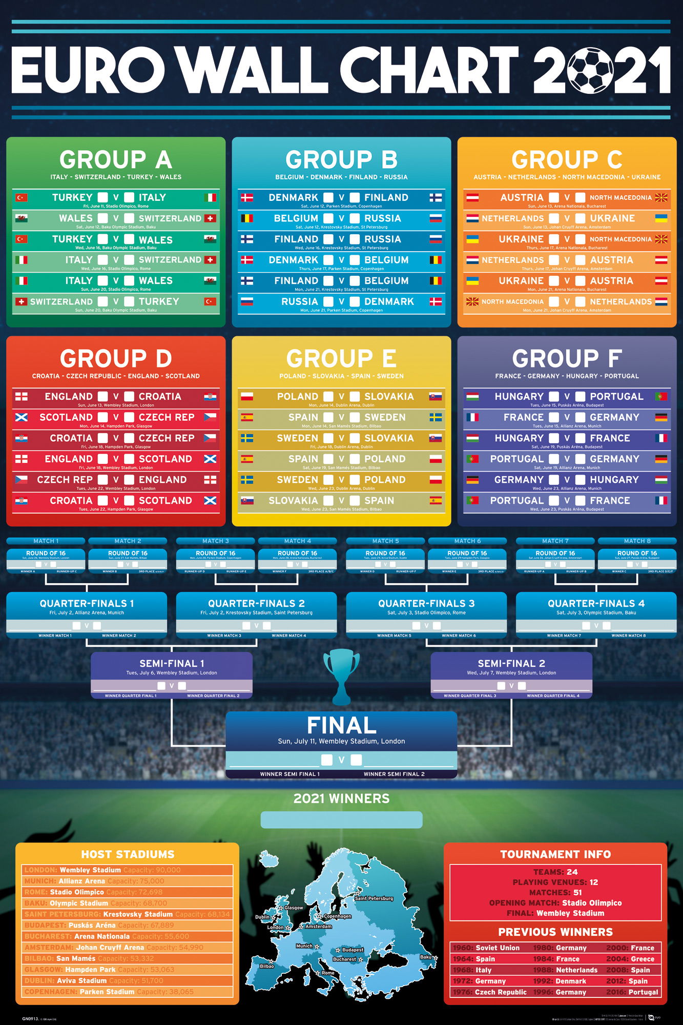 Euro 2021 Fixtures Wall Chart Free Euro 2021 Schedule