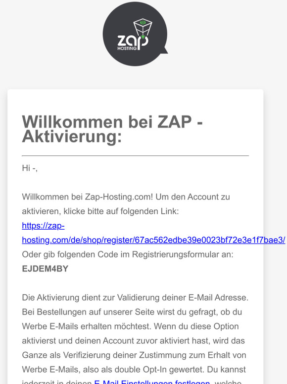 Deine Registrierung bei ZAP-Hosting