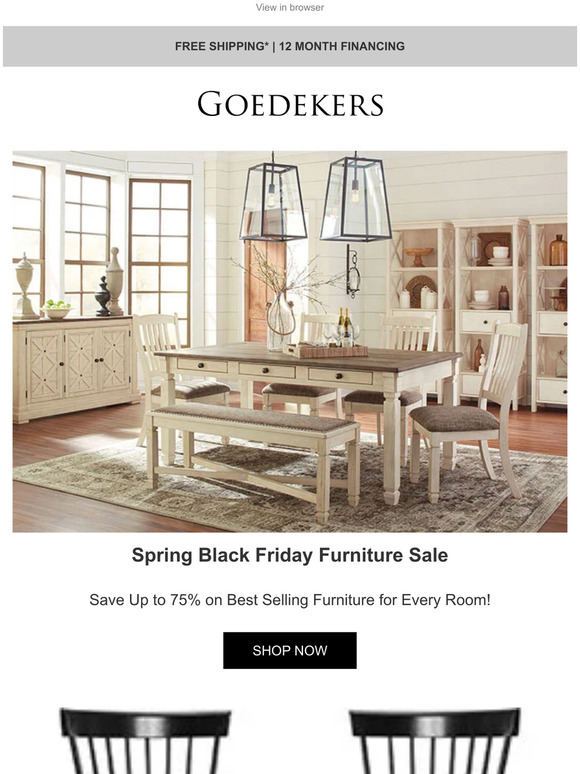 Furniture Deals Up to 75% Off! Our Spring Black Friday Sale Continues!