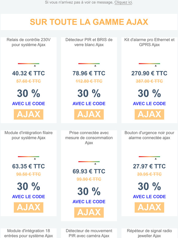  Remise exceptionnelle de 30% sur toute la gamme Ajax Systems