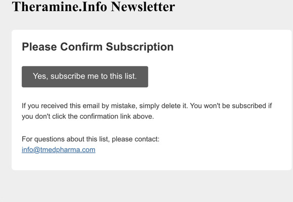 Theramine.Info Newsletter: Please Confirm Subscription